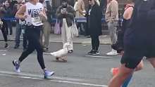 鸭鸭穿上自己的专属运动鞋跑马拉松，虽然垫底了，但是一直在坚持