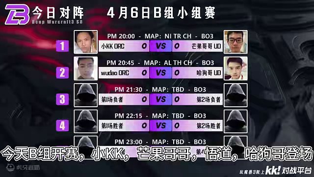 B组开赛，小KK领衔登场！ 4月6日直播预告#bbc #张宏圣 #魔兽争霸3 #magicyang 