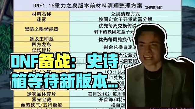 所以新版本之前迷霧等材料可先兌換史詩(shī)箱子，新版本再打開分解！ #DNF備戰(zhàn)重力之泉 #DNF  #地