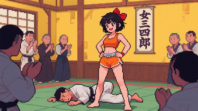 街機(jī)游戲女三四郎，這女孩柔道真厲害
