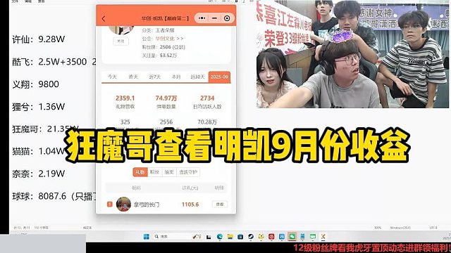 狂魔哥查看明凱9月份收益