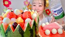 ☆ MIYU ☆ 三矢苏打水果冰淇淋西瓜盅、西瓜棒冰 食音咀嚼音