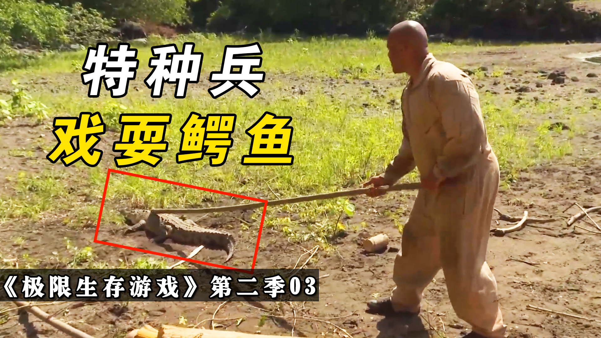 《极限生存游戏》第二季03：海豹特种兵戏耍鳄鱼，鳄鱼跳着逃回河中
