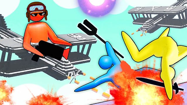 3D火柴人乱斗 全新空战！我像蜘蛛侠一样在飞机之间荡来荡去