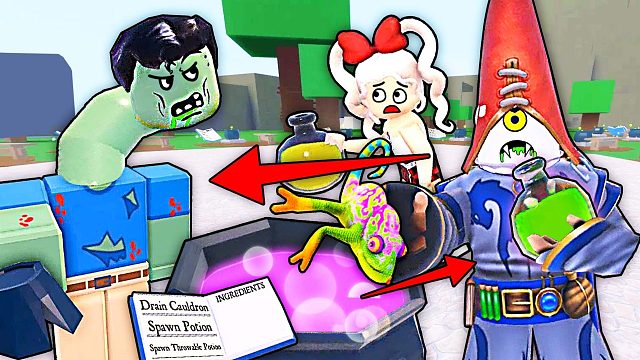 Roblox制作魔法水 我妹妹喝了我调制的药水变成面条人