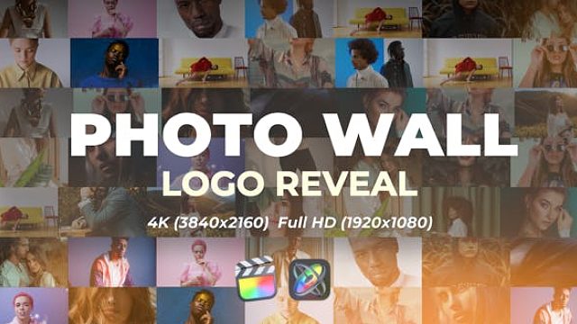 fcpx插件 照片墙多图徽标LOGO展示片头模板 Photo Wall Logo Reveal