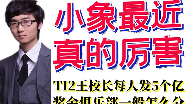 鲷哥：最近小象真的厉害；TI2王校长每人发5个亿；奖金队员教练领队俱乐部一般怎么分