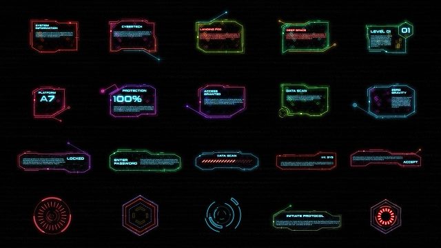 fcpx插件 科幻HUD屏显标题动画可自定义文字添加LOGO HUD Interface