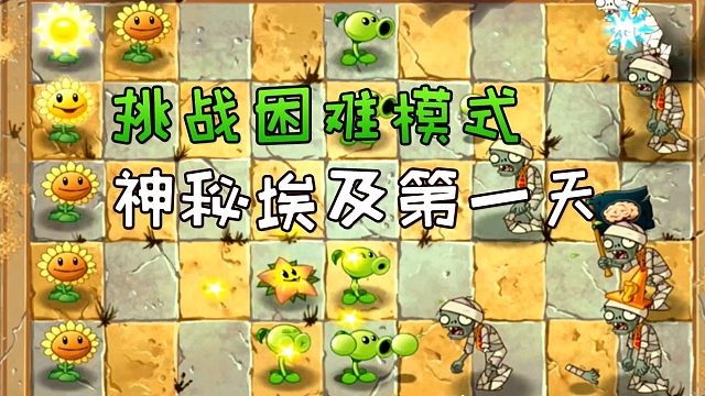 植物大战僵尸2：只用星星果和豌豆射手 神秘埃及第1天困难模式