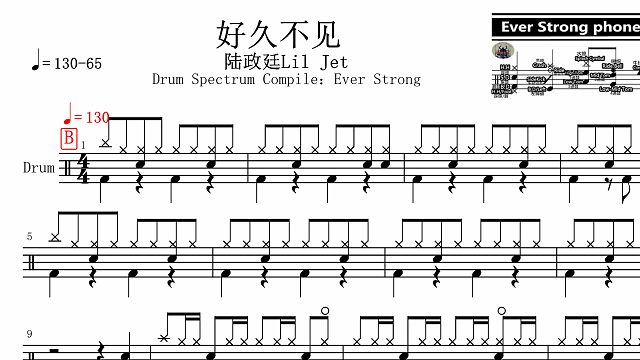 【椰壳鼓手网】分享陆政廷 好久不见鼓谱架子鼓鼓谱高清动态鼓谱