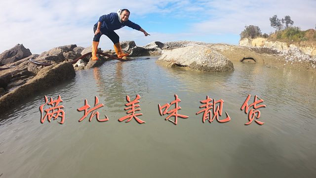 岸边百平乱石坑，满坑石头缝中藏各种美味靓货，抓得大熊又喜又悲