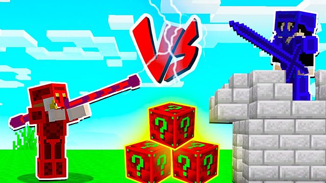 【木鱼】我的世界：卡伦幸运方块，木鱼小铃铛开启红蓝大乱斗，可下一秒木鱼却认怂了！