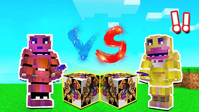 【木鱼】我的世界：幸运方块大乱斗，玩具熊幸运方块，弗雷迪木鱼VS奇卡小铃铛！