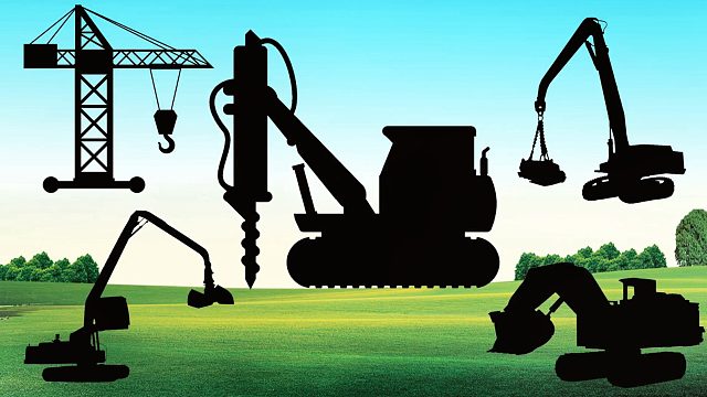 认识螺旋钻机，物料处理车，塔吊等工程车