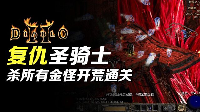 【狂鸟老梁】暗黑破坏神2 复仇圣骑士清所有金怪 全程无遗产开荒通关（终）