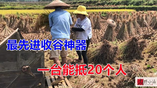 农村最先进收谷神器，一台能抵20个人，只有湖南人才有，爆赞！