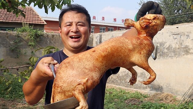 80买只带皮兔子，给大家分享“脆皮红烧兔”，我吃肉阿花啃骨头