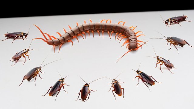 当饿了一个月的巨型蜈蚣遭遇10只蟑螂，满门抄斩！