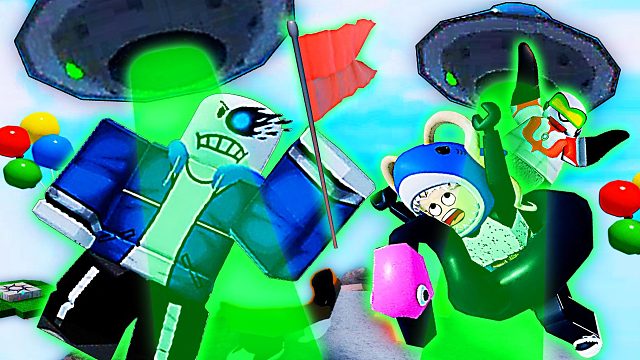 Roblox异形岛冒险 Sans在我旁边烙饼被UFO吸成了异形！小熙解说