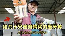 在當(dāng)?shù)貙櫸锏曩I了幾十根磨牙棒，幾分鐘時(shí)間被毛孩子吃完了