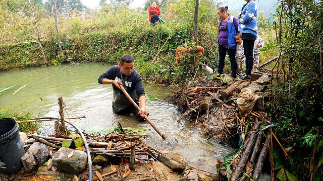 深山利用山泉水和诱虫灯养鱼，整整2年后清塘，没想到惊喜不断
