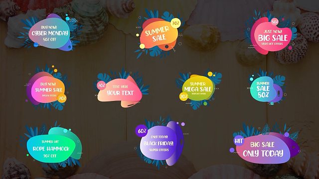 fcpx插件 10组色彩绚丽可爱文字标题促销标签 支持M1 Summer Sale Titles