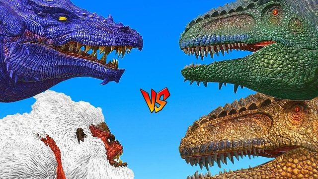 方舟恐龙对战：方舟巨龙对巨猿，巨猿战斗力真强！