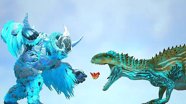 方舟恐龙对战：冰霜巨人vs印度洋霸王龙！