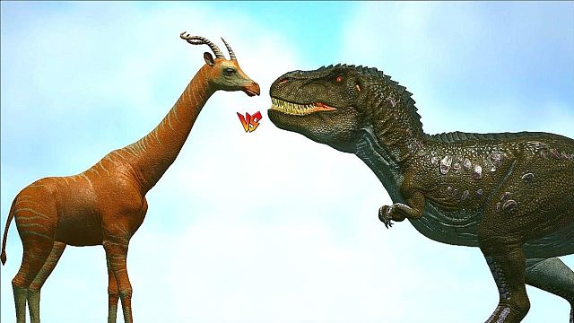 方舟恐龙对战：来自阿特拉斯的长颈鹿vs特雷克斯恐龙！