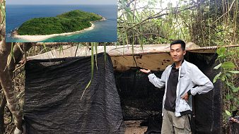 前往荒島生活第一天，完善小房子潛水找食物，感覺很舒服