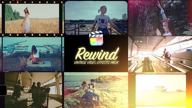fcpx插件 30组复古电影8mm胶片边框炫光效果预设 支持M1 Rewind
