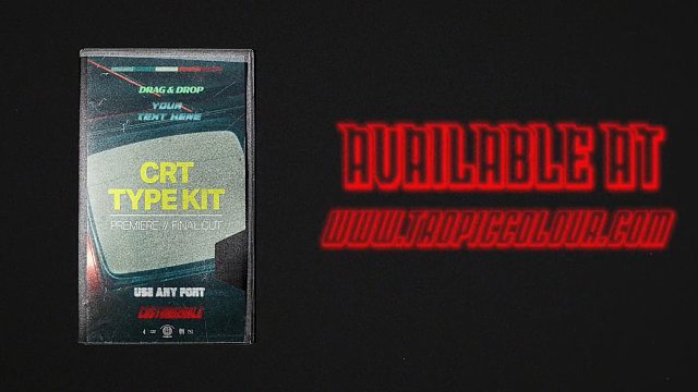 fcpx插件 CRT复古闪烁文字标题制作套件 兼容PR+AE Tropic Colour CRT T