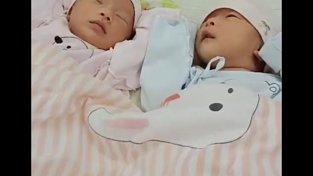 我家的双胞胎女儿可爱吧