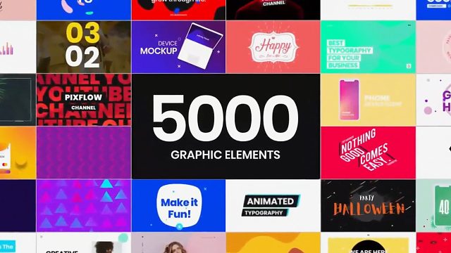 AE/PR脚本-1000组创意文字标题排版设计彩色渐变图形背景动画元素