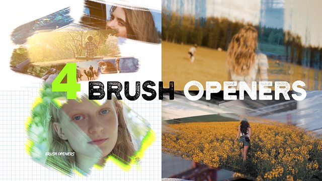 fcpx插件 4组笔刷动画效果图文展示模板 支持M1 Brush Openers