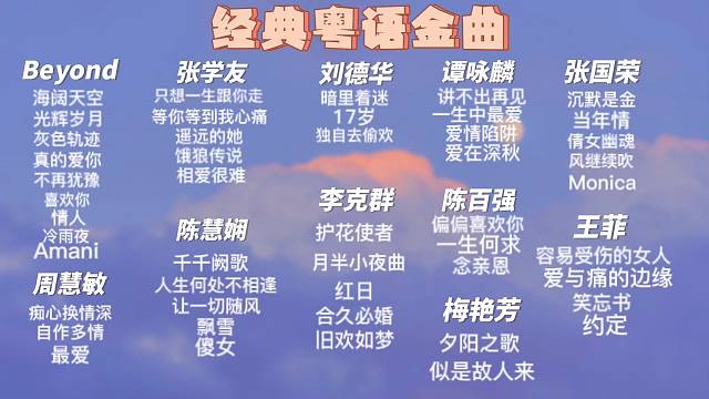 經(jīng)典粵語老歌歌單