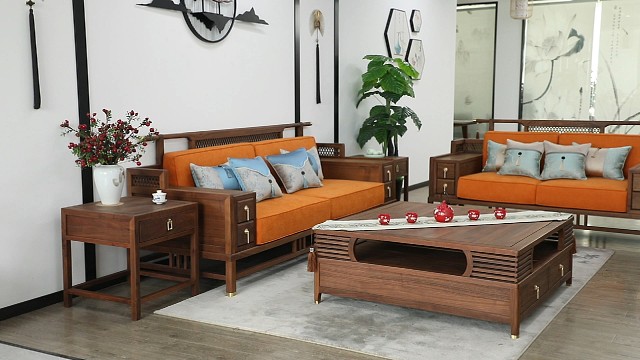 新中式沙发，北美黑胡桃材质，高端大气！！