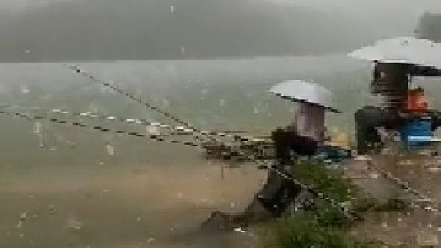 钓友牛，这样天气照样坚持住不收竿