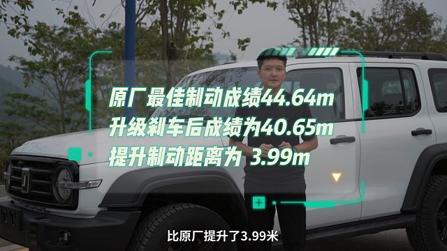 坦克300百公里测试刹车刹停，结果出人意料，比原厂刹车距离提升那么多~