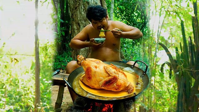 山里的鸡真肥，抓一只油炸，咬一口真过瘾