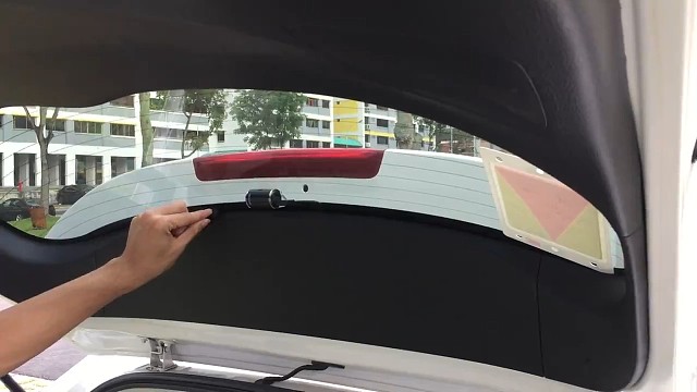 汽车后挡网纱窗帘安装观外效果及达配厚卡扣（小摄像头也不影响安装）