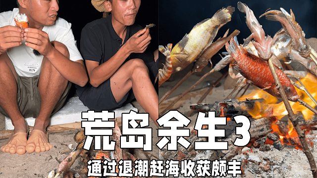 带着粉丝邮寄的神秘包裹，去挑战荒岛荒岛余生，晚上退潮尝试赶海