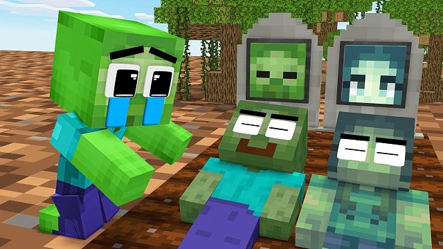 我的世界动画：小僵尸意外失去家庭，真是太可怜了！