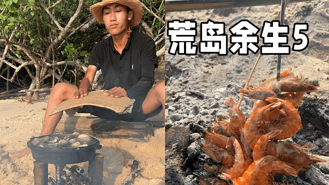 荒岛第五集，饥饿小伙制作石头陷阱，意外收获丰富食物