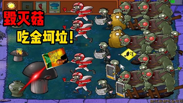 植物大战僵尸：毁灭菇吃包金坷垃！红眼巨人：一出来就被打住院了！