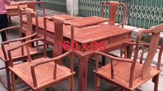 缅甸花梨（大果紫檀）中式茶桌六件套160-90-80