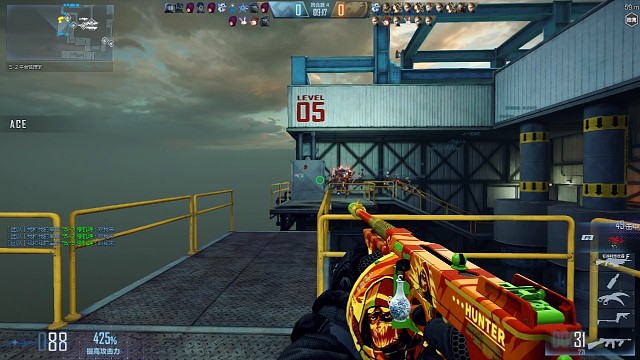 第一局面对僵尸群的疯狂追击火力压制上飞机