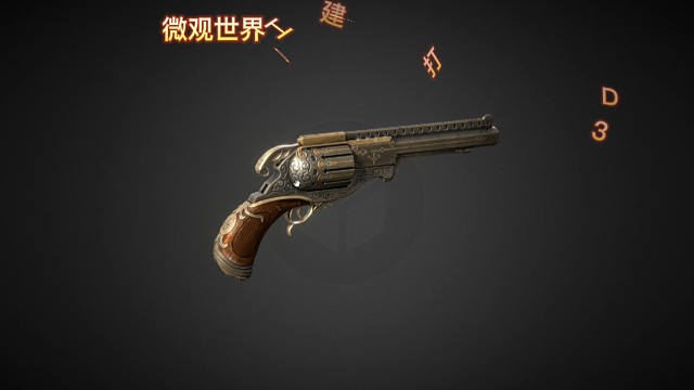 3D打印3D建模蒸汽朋克手枪微观世界工作室