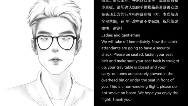 我们的航班即将起飞，本次航班的目的地为星辰大海。