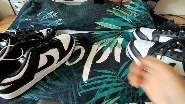 莆田的黑白熊猫dunk和1800买的正品对比后，直接裂开